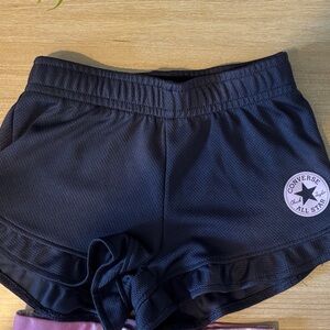Converse Black Athletic Shorts with Pink Patch